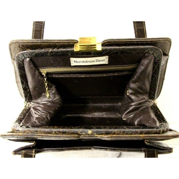 Nordstrom Best BROWN GENUINE LEATHER FRAME POCKETBOOK BAG HANDBAG SMALL PURSE - Picture 11 of 12